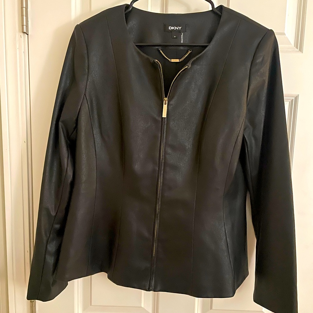 Black Fitted Leather Jacket-like new, only worn once-no flaws